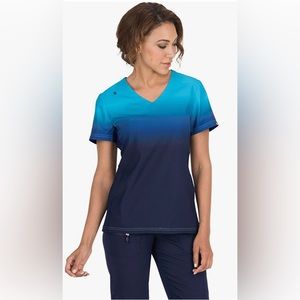 KOI Lite Ombre Uniform Scrub Set (Top & Pant), Blue, Size XS